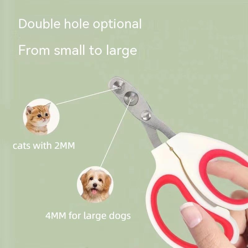 Vesslam Newly Upgraded Design Cat&Dog Nail Clipper with Two Circular Cutting Holes of Different Size(2mm&4mm)-Avoid Over Cutting Pet Nail Clippers - Professional Paw Trimmer Set for Pet (Pink) - Image 5